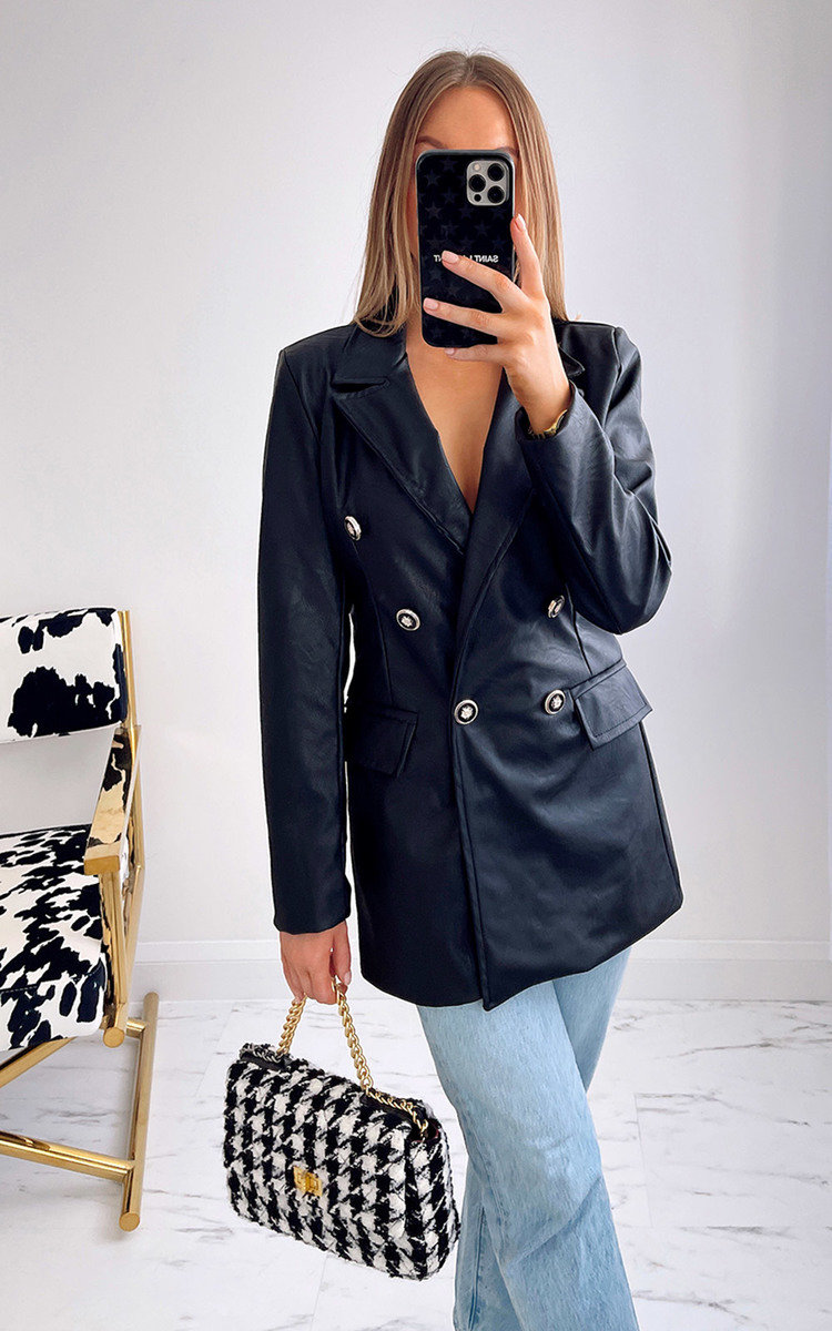 Imogen Faux Leather Blazer Jacket Thumbnail