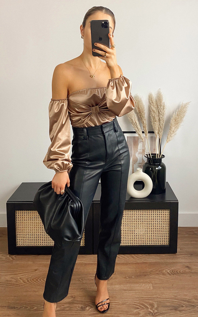 Imogen Off Shoulder Satin Bodysuit Thumbnail