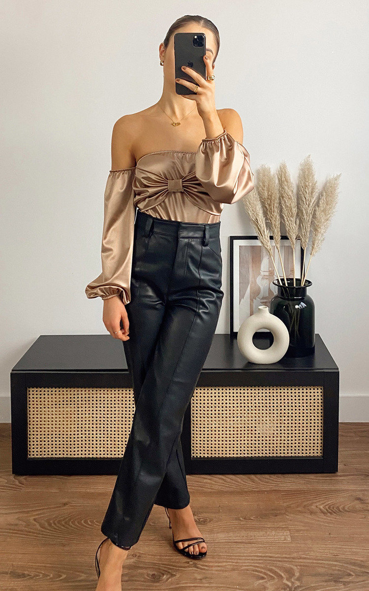 Imogen Off Shoulder Satin Bodysuit Thumbnail Imogen Off Shoulder Satin Bodysuit Thumbnail