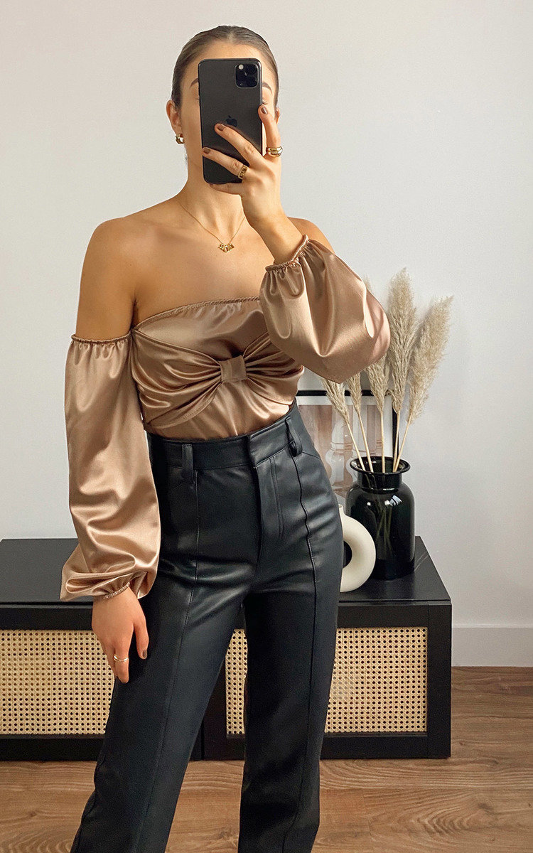 Imogen Off Shoulder Satin Bodysuit