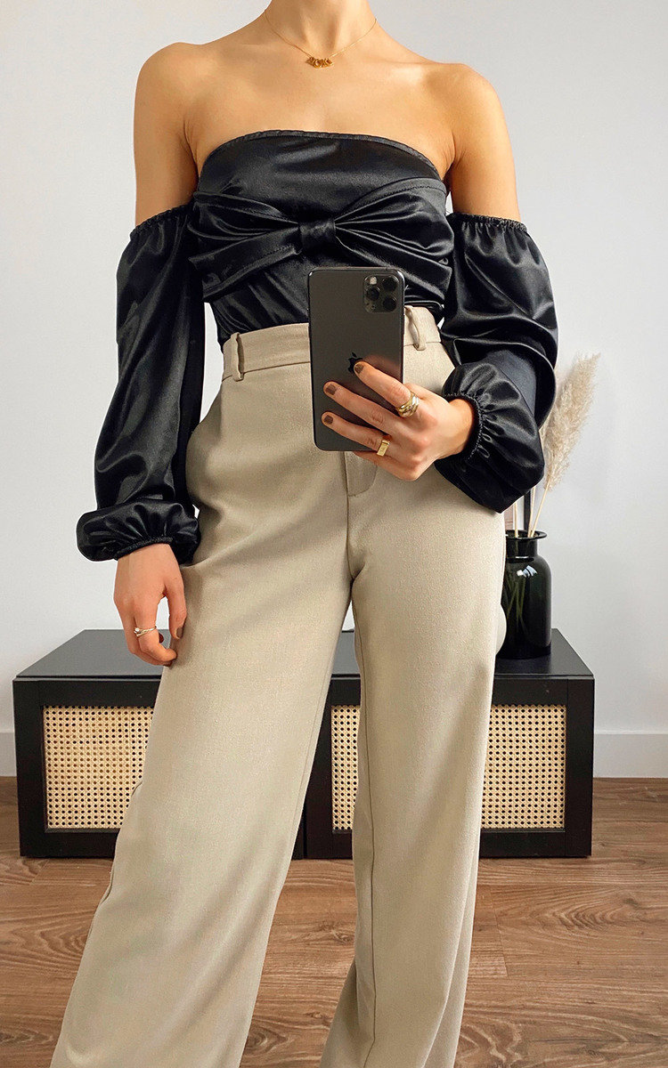 Imogen Off Shoulder Satin Bodysuit Thumbnail Imogen Off Shoulder Satin Bodysuit Thumbnail