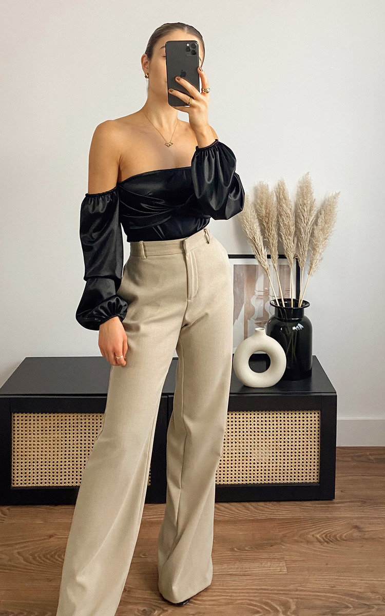 Imogen Off Shoulder Satin Bodysuit Thumbnail