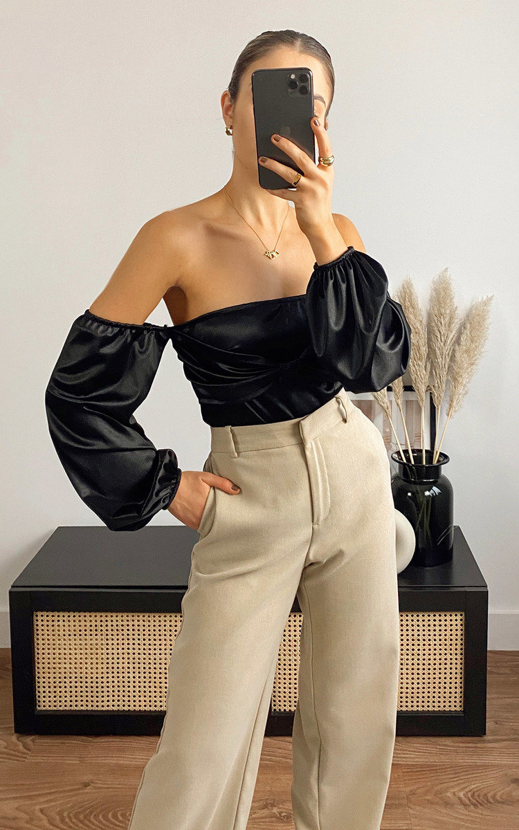 Imogen Off Shoulder Satin Bodysuit