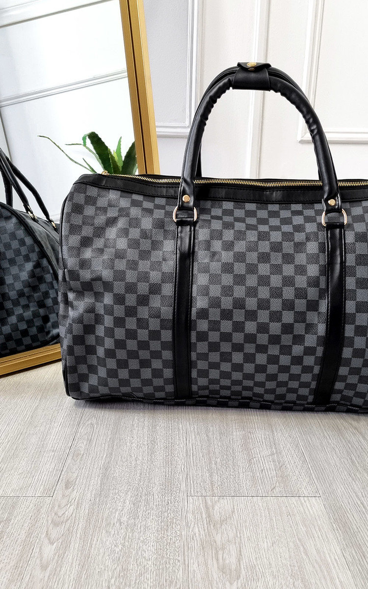 Indigo Checked Print Overnight Bag Thumbnail Indigo Checked Print Overnight Bag Thumbnail