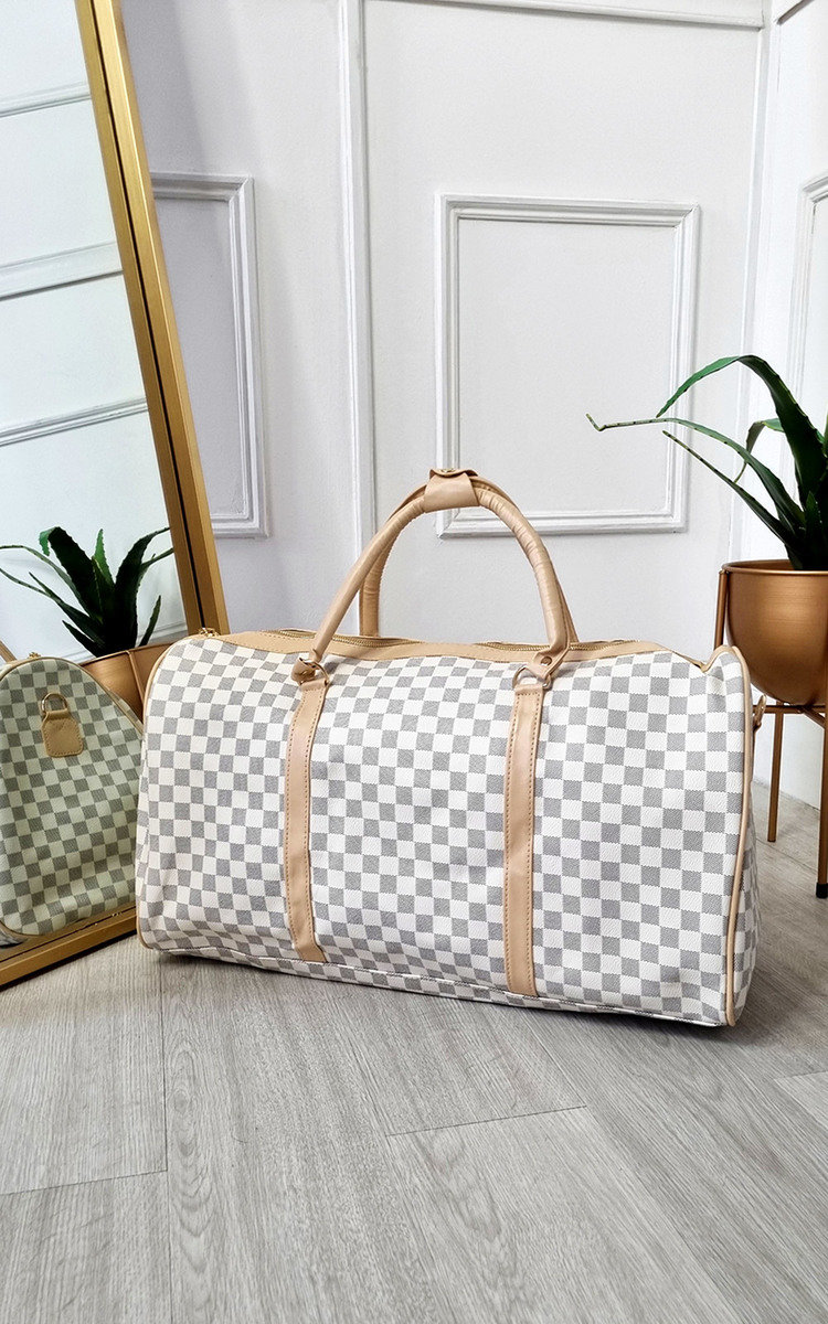 Indigo Checked Print Overnight Bag Indigo Checked Print Overnight Bag
