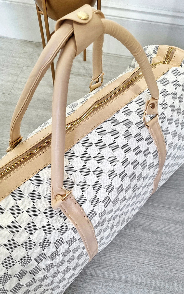 Indigo Checked Print Overnight Bag Thumbnail Indigo Checked Print Overnight Bag Thumbnail