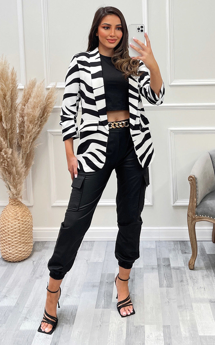 Ingrid Zebra Print Blazer Jacket Thumbnail Ingrid Zebra Print Blazer Jacket Thumbnail