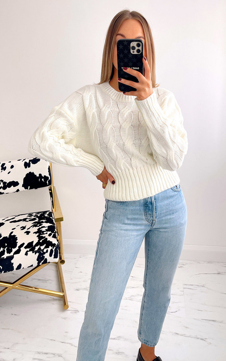 Iona Cropped Cable Knit Jumper Thumbnail