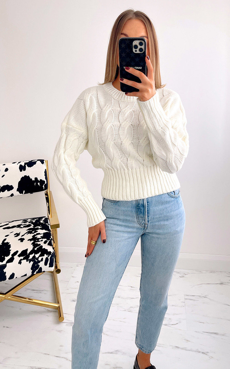 Iona Cropped Cable Knit Jumper Thumbnail Iona Cropped Cable Knit Jumper Thumbnail