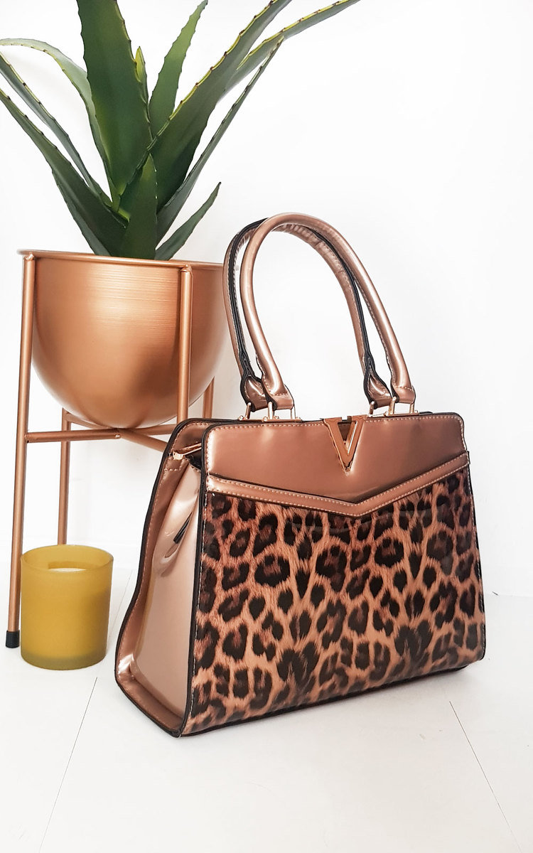 Iris Leopard Print Patent Handbag Thumbnail Iris Leopard Print Patent Handbag Thumbnail