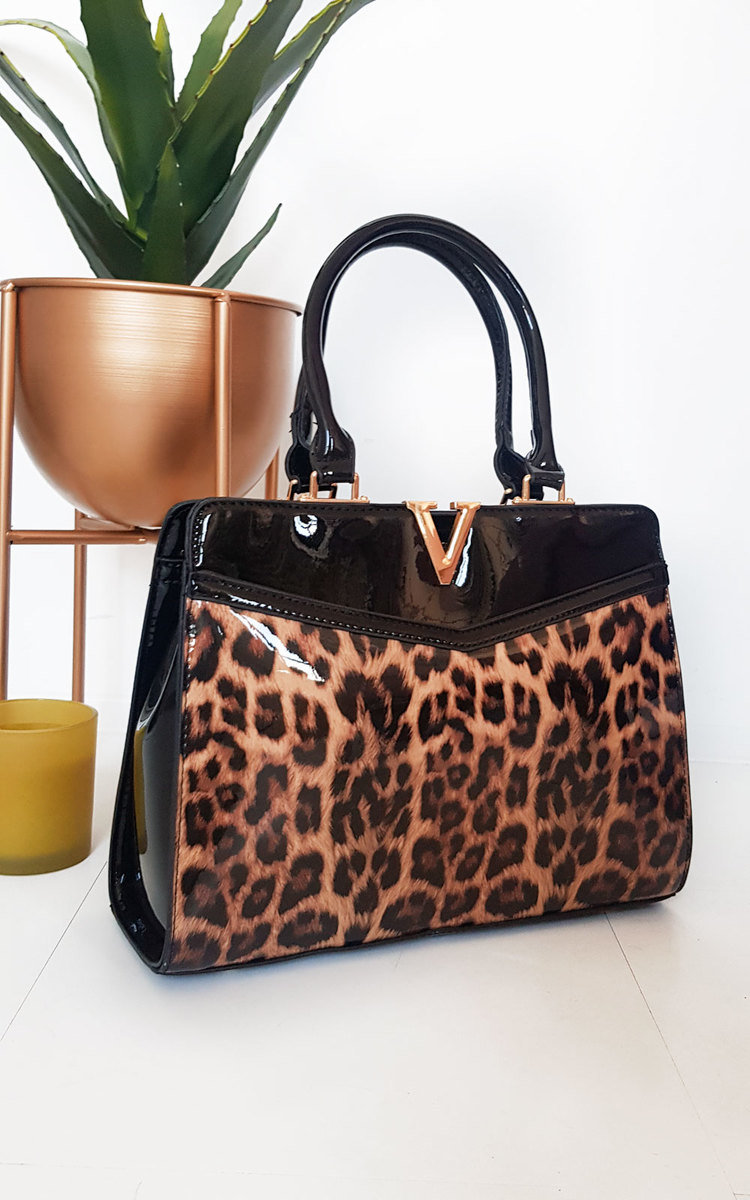 Iris Leopard Print Patent Handbag Thumbnail Iris Leopard Print Patent Handbag Thumbnail