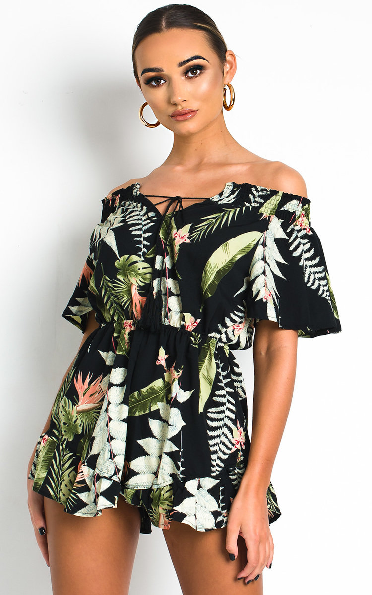 Iris Off Shoulder Tropical Playsuit Thumbnail