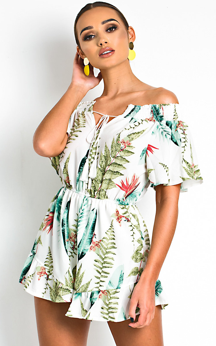 Iris Off Shoulder Tropical Playsuit Thumbnail