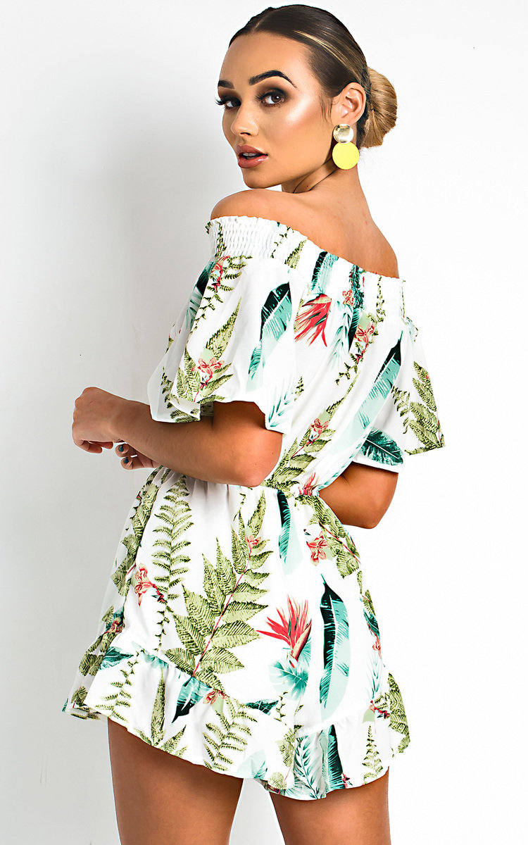 Iris Off Shoulder Tropical Playsuit Thumbnail