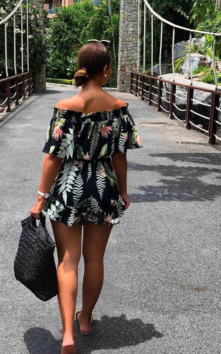 Iris Off Shoulder Tropical Playsuit