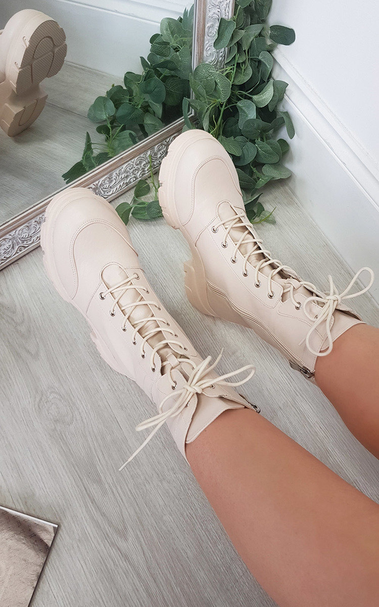 Isabella Chunky Lace Up Platform Boots Thumbnail