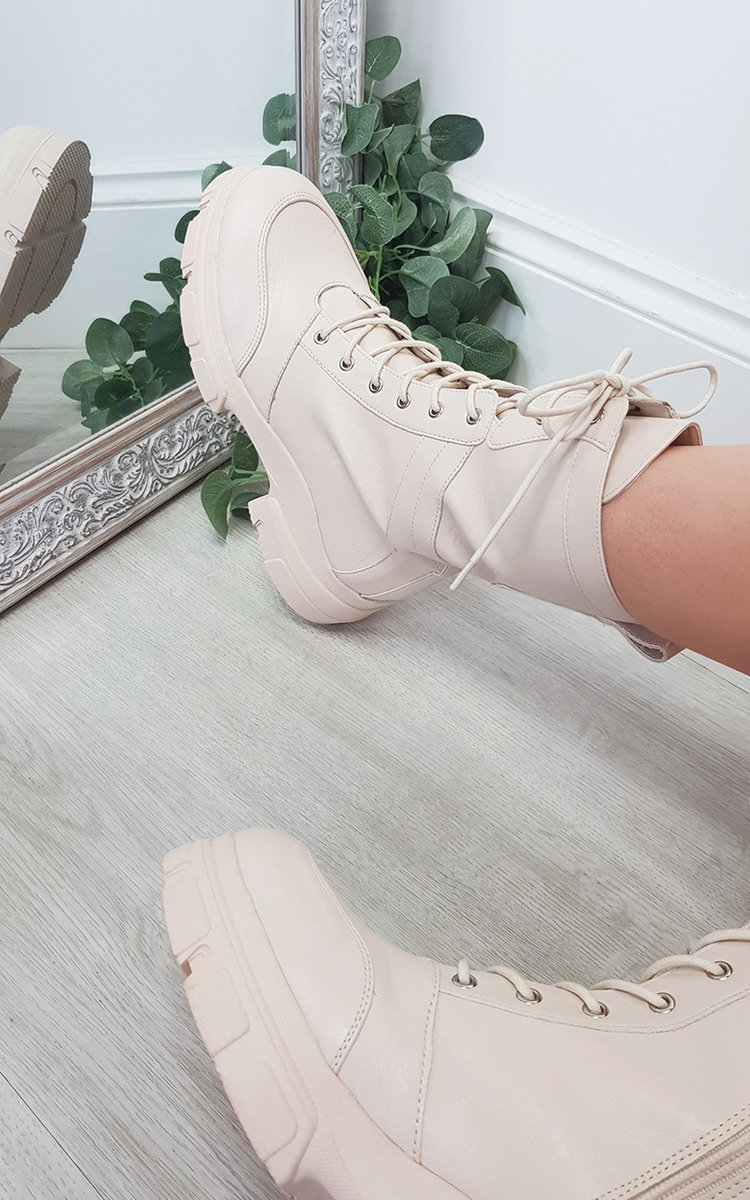 Isabella Chunky Lace Up Platform Boots Thumbnail