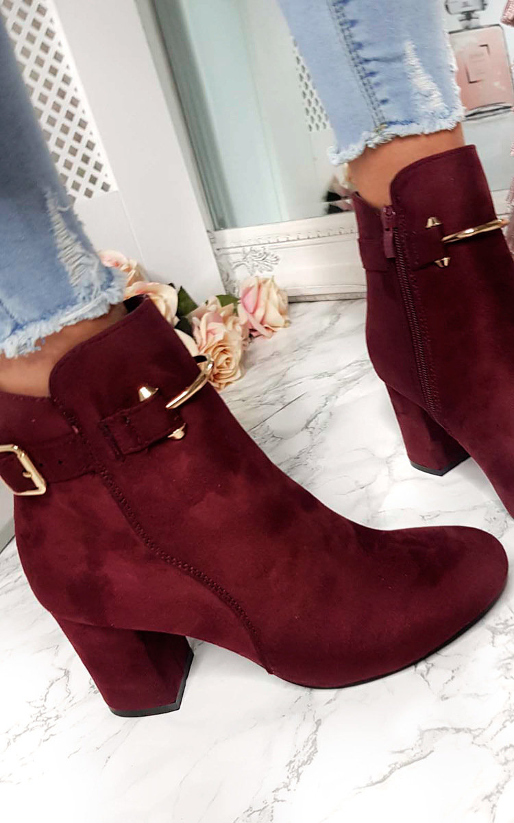 Isla Buckle Faux Suede Ankle Boots