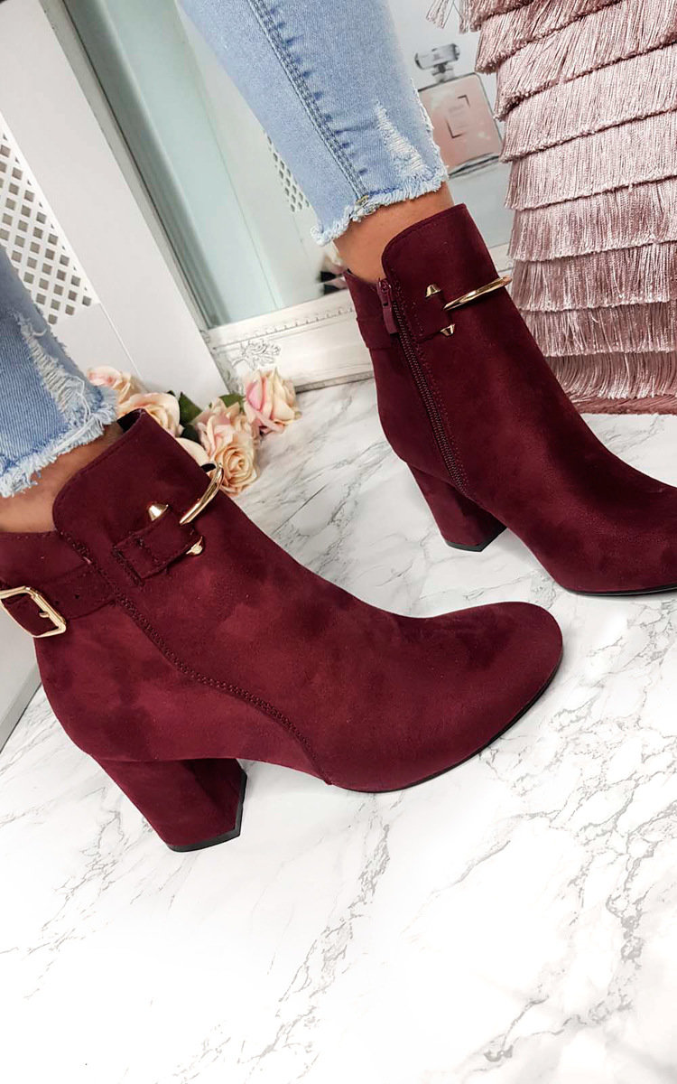 Isla Buckle Faux Suede Ankle Boots Thumbnail