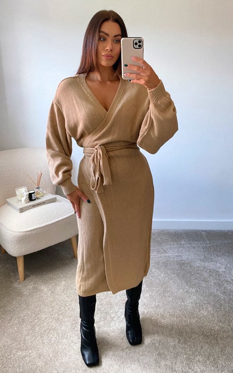 Isla Knitted Wrap Maxi Dress Thumbnail Isla Knitted Wrap Maxi Dress Thumbnail