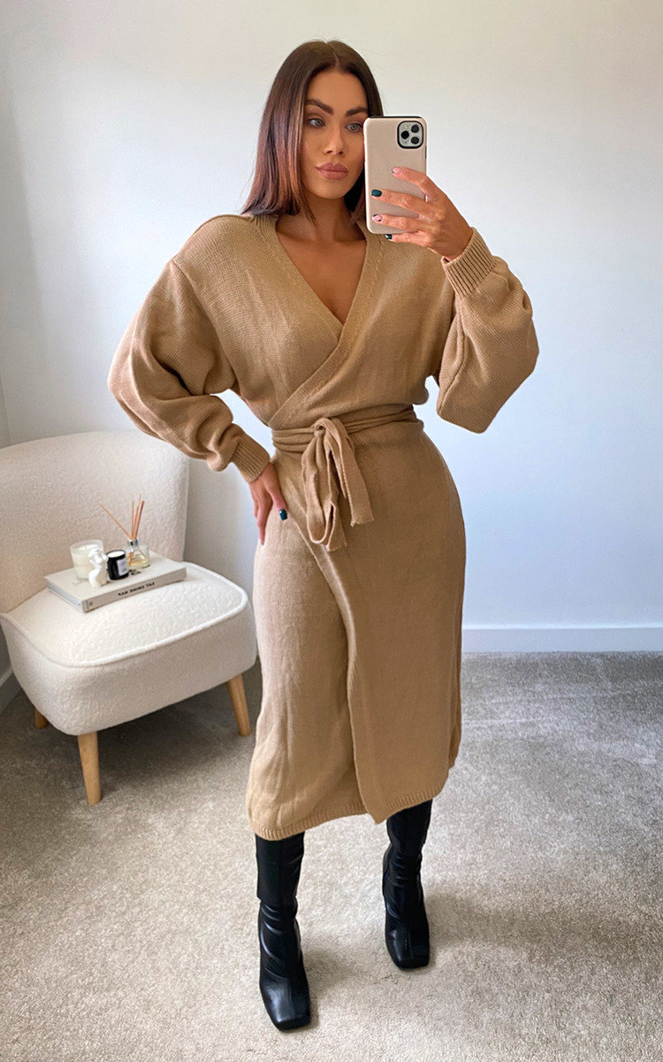 Isla Knitted Wrap Maxi Dress Thumbnail Isla Knitted Wrap Maxi Dress Thumbnail