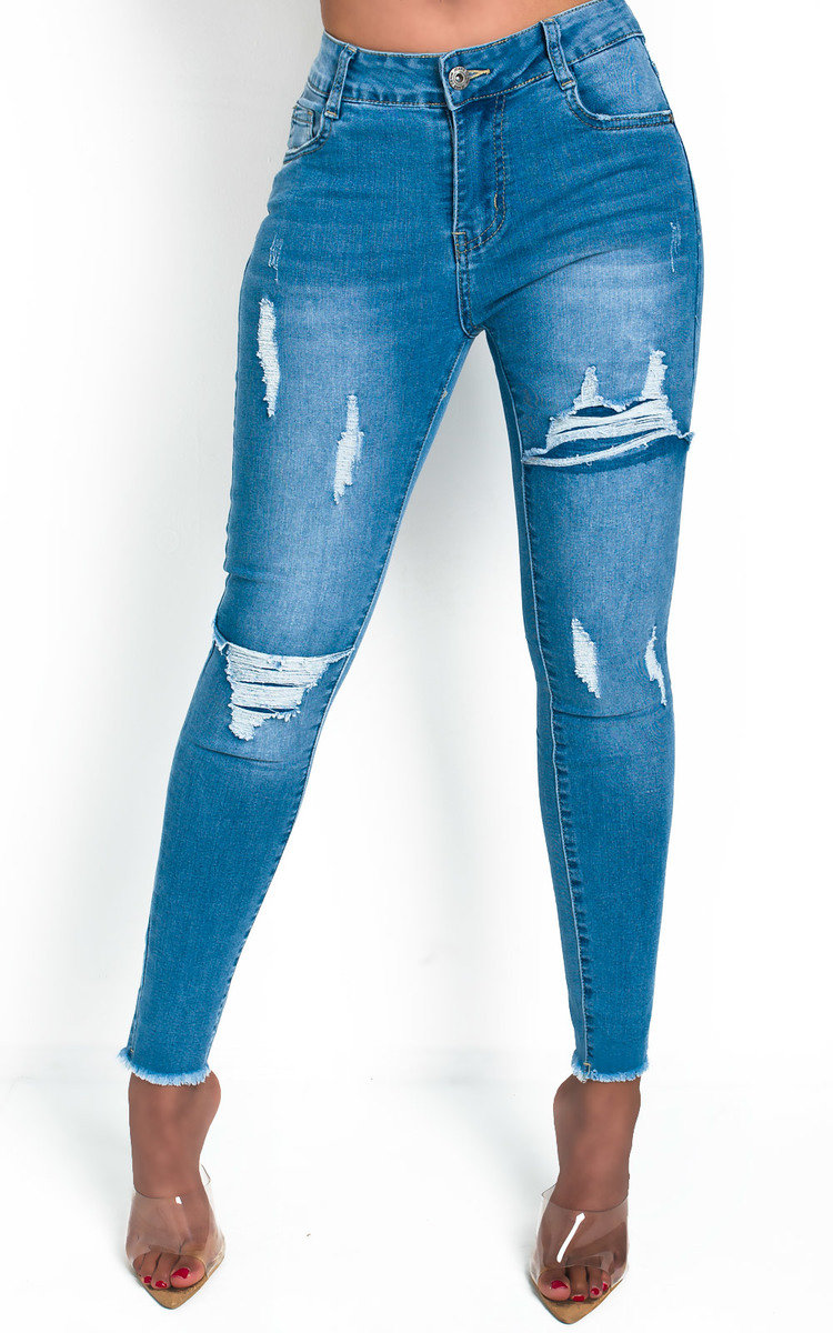 Izzi Distressed Frayed Skinny Jeans Thumbnail Izzi Distressed Frayed Skinny Jeans Thumbnail