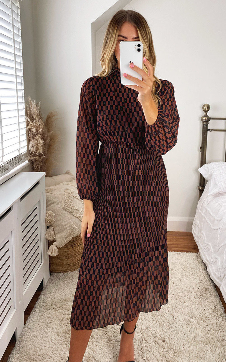 Izzie High Neck Printed Midi Dress Thumbnail Izzie High Neck Printed Midi Dress Thumbnail