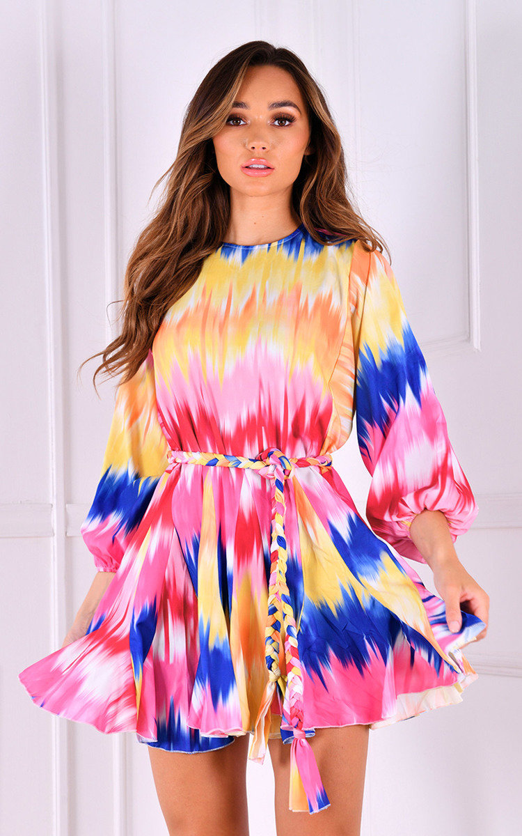 Izzie Tie Waist Ruffle Design Dress Izzie Tie Waist Ruffle Design Dress