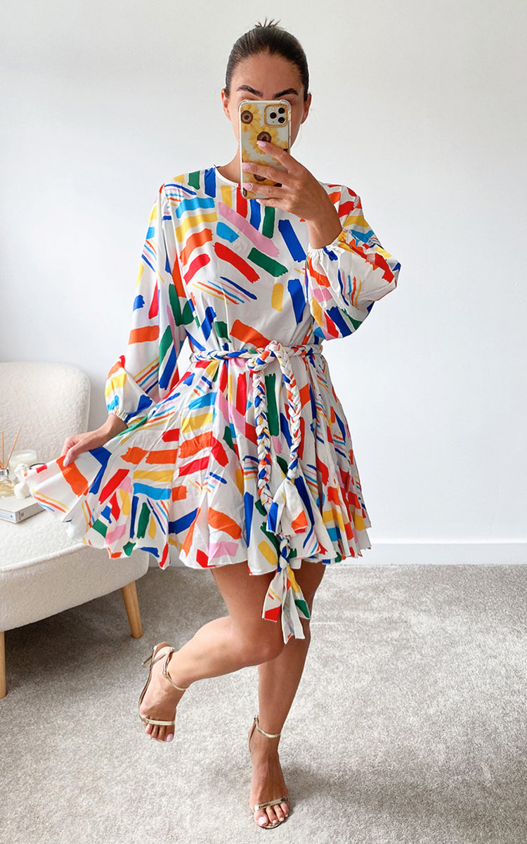 Izzie Tie Waist Ruffle Design Dress Thumbnail Izzie Tie Waist Ruffle Design Dress Thumbnail