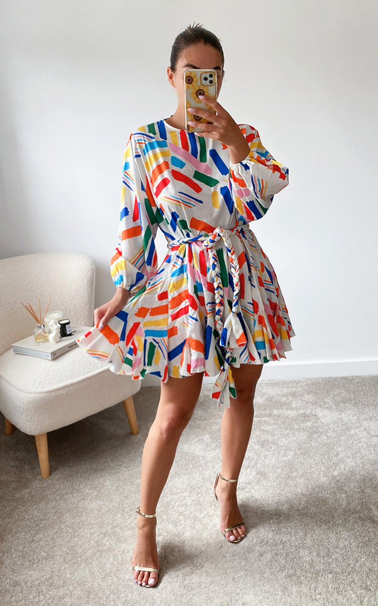Izzie Tie Waist Ruffle Design Dress Izzie Tie Waist Ruffle Design Dress
