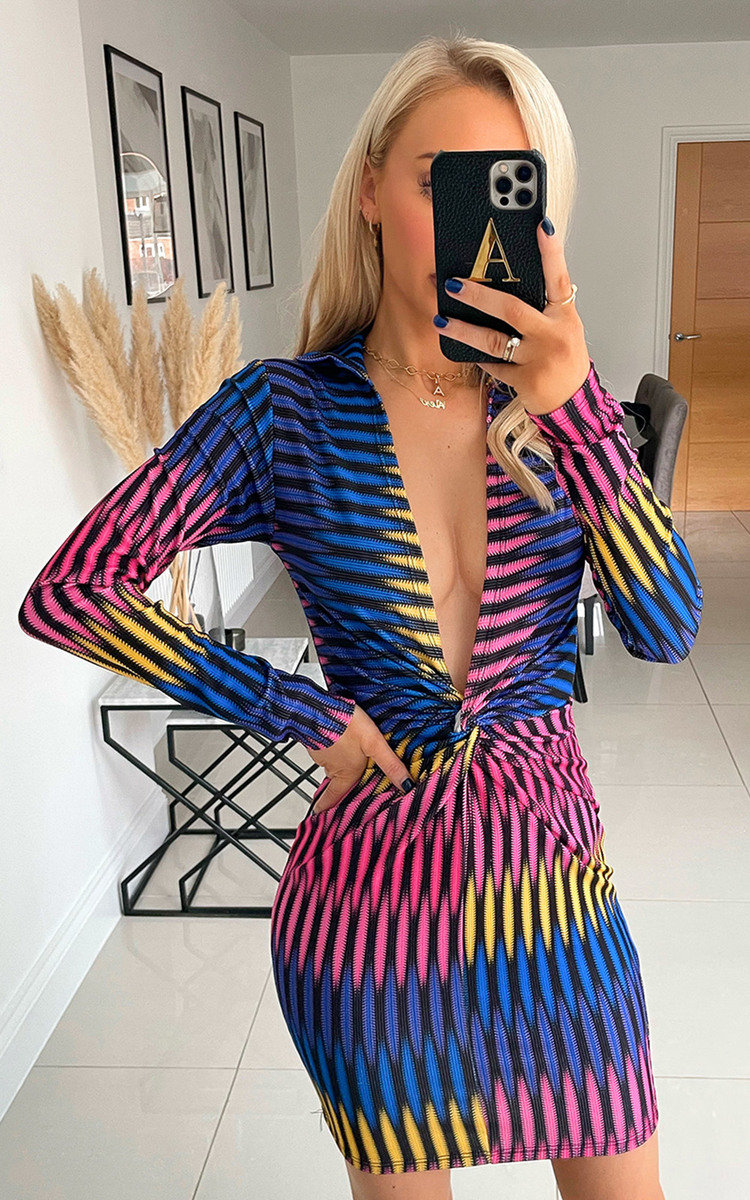 Jade Twist Front Patterned Mini Dress Thumbnail Jade Twist Front Patterned Mini Dress Thumbnail