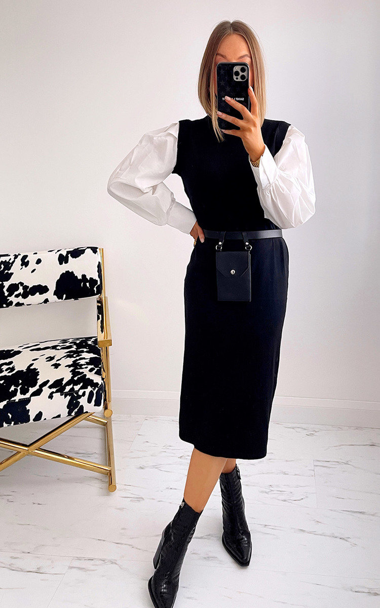 Black Jane in Shirt and Midi Dress ikrush