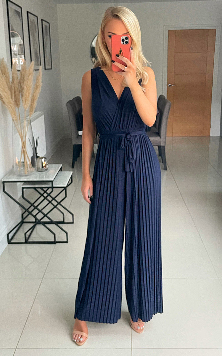 Jane Pleated Wide Leg Jumpsuit Thumbnail Jane Pleated Wide Leg Jumpsuit Thumbnail