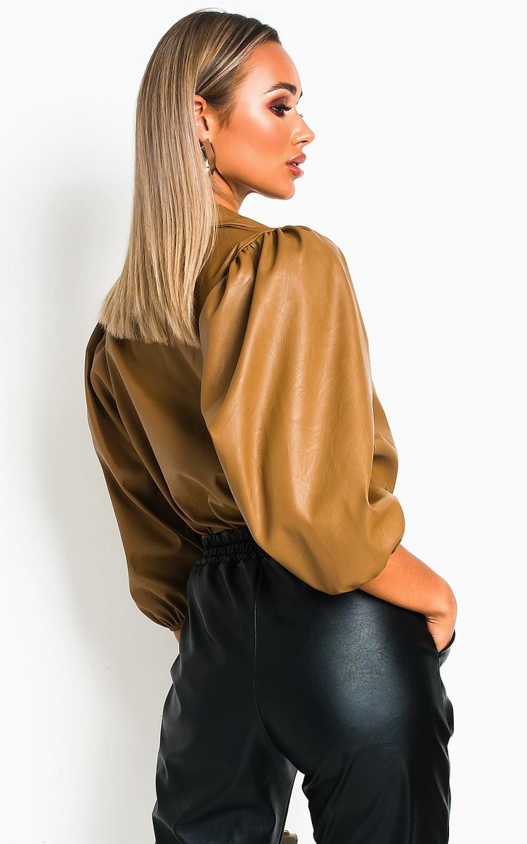 Jasmen Faux Leather Button Up Top Thumbnail Jasmen Faux Leather Button Up Top Thumbnail