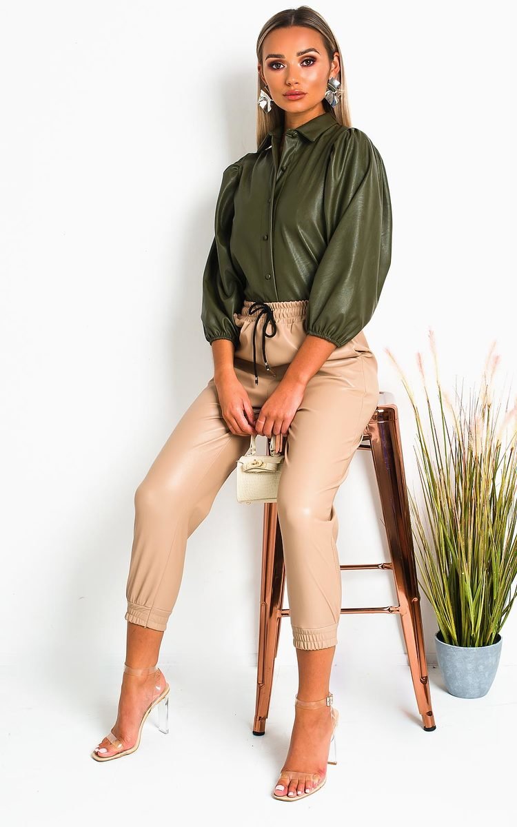 Jasmen Faux Leather Button Up Top Thumbnail Jasmen Faux Leather Button Up Top Thumbnail
