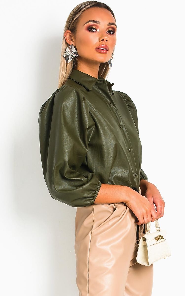 Jasmen Faux Leather Button Up Top Jasmen Faux Leather Button Up Top