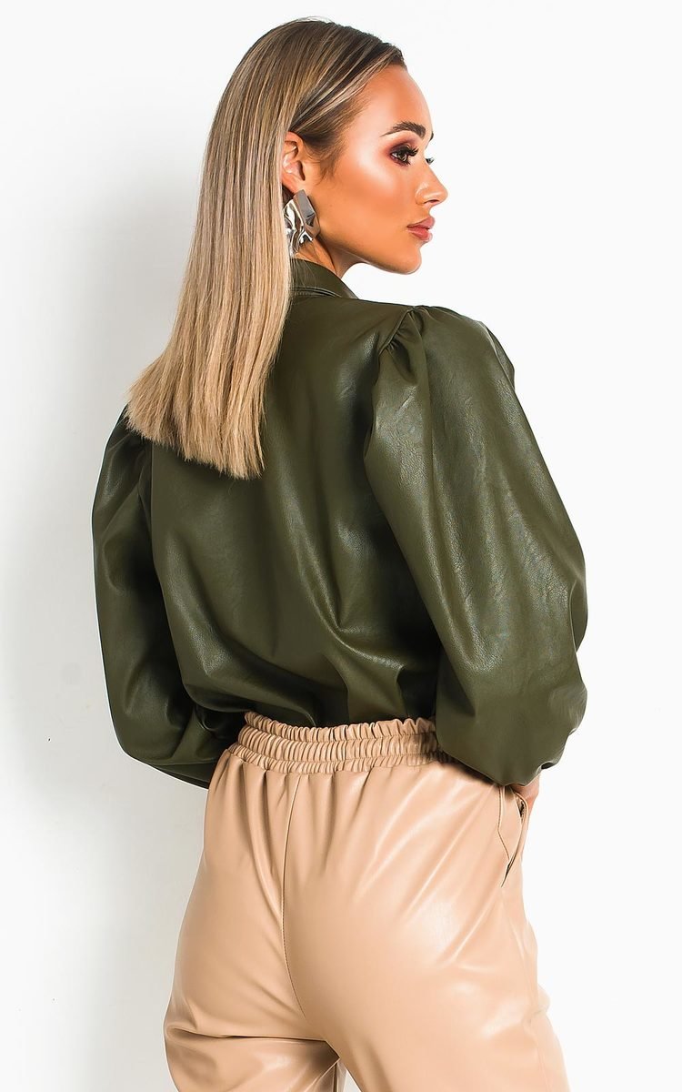 Jasmen Faux Leather Button Up Top Thumbnail Jasmen Faux Leather Button Up Top Thumbnail