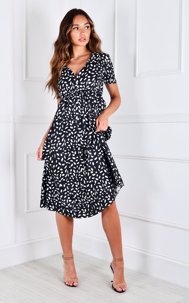 Jazz V Neck Printed Midi Dress