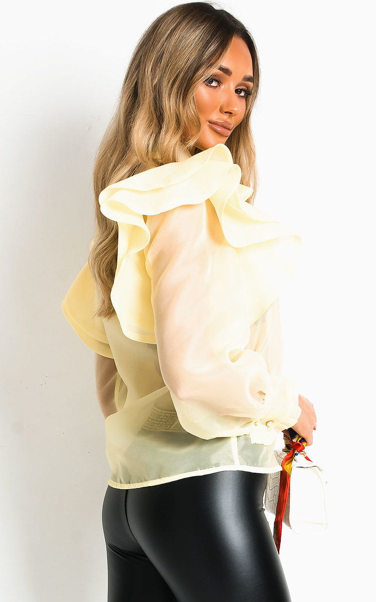 Jeanna Peplum Shoulder Tie Front Top Thumbnail Jeanna Peplum Shoulder Tie Front Top Thumbnail