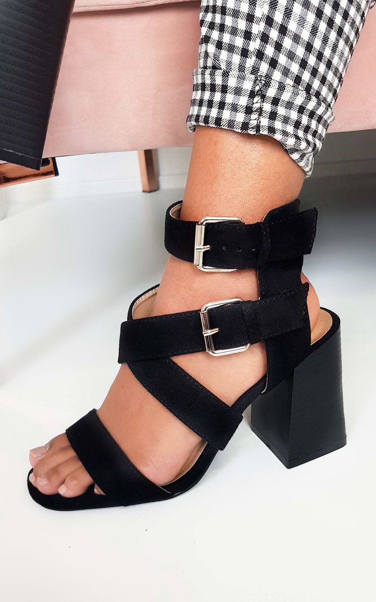 double strap heeled sandals