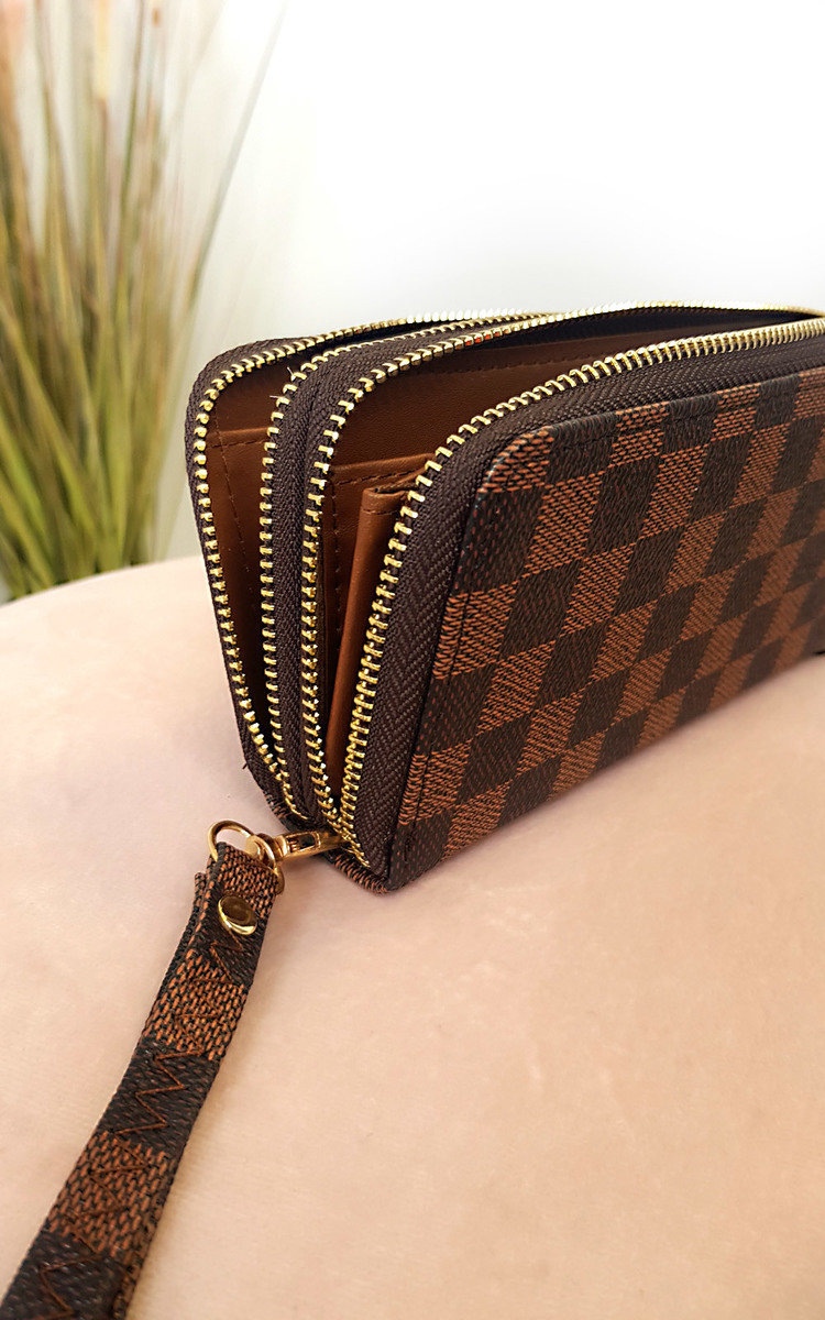 Jen Check Double Style Zip Purse Thumbnail Jen Check Double Style Zip Purse Thumbnail