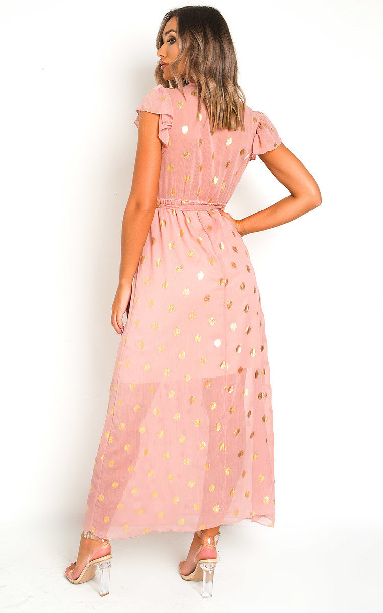 Jen Polka Dot Maxi Dress in Pink ikrush