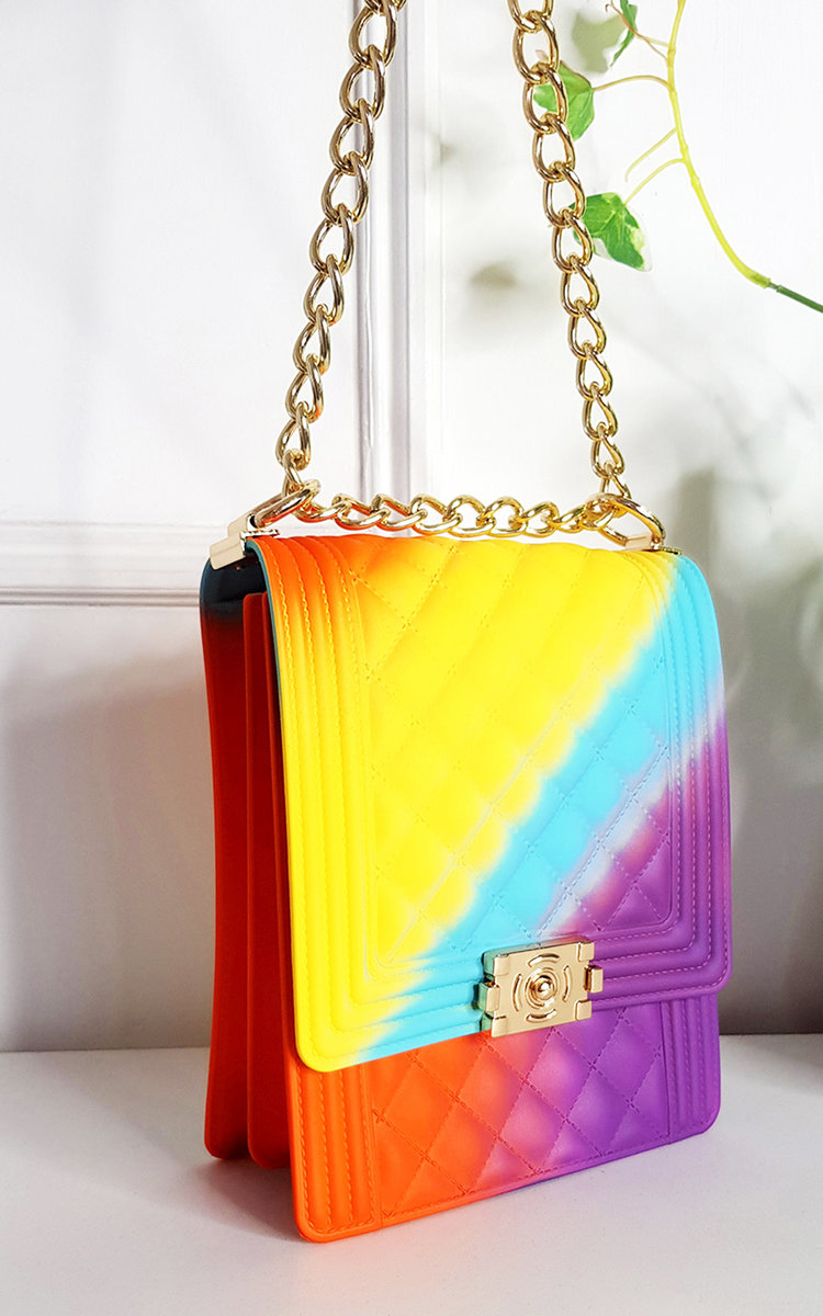 Jenna Fold Over Clasp Bag with Chain Strap Thumbnail Jenna Fold Over Clasp Bag with Chain Strap Thumbnail