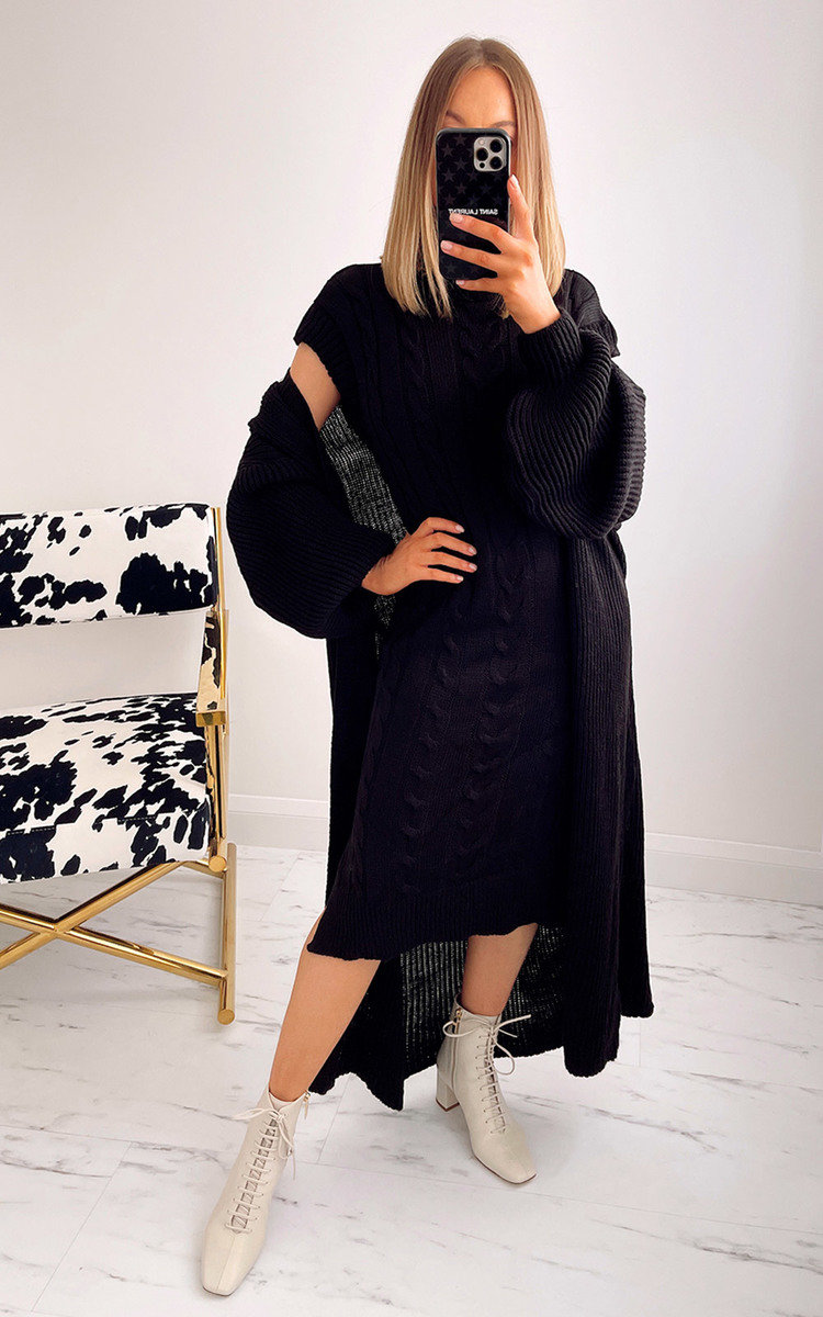 Jenna Knitted Cardigan and Dress Co-ord Thumbnail Jenna Knitted Cardigan and Dress Co-ord Thumbnail