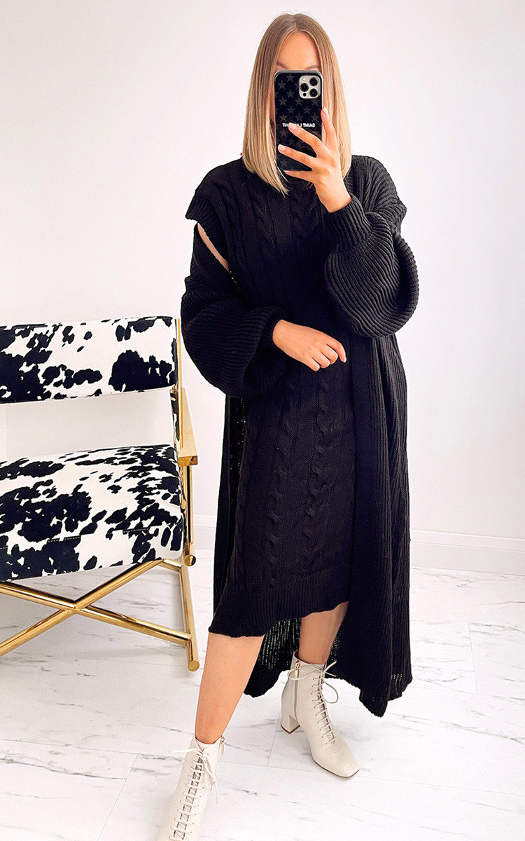 Jenna Knitted Cardigan and Dress Co-ord Thumbnail Jenna Knitted Cardigan and Dress Co-ord Thumbnail
