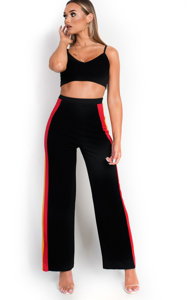 Jenni Side Stripe Wide Leg Trousers Thumbnail