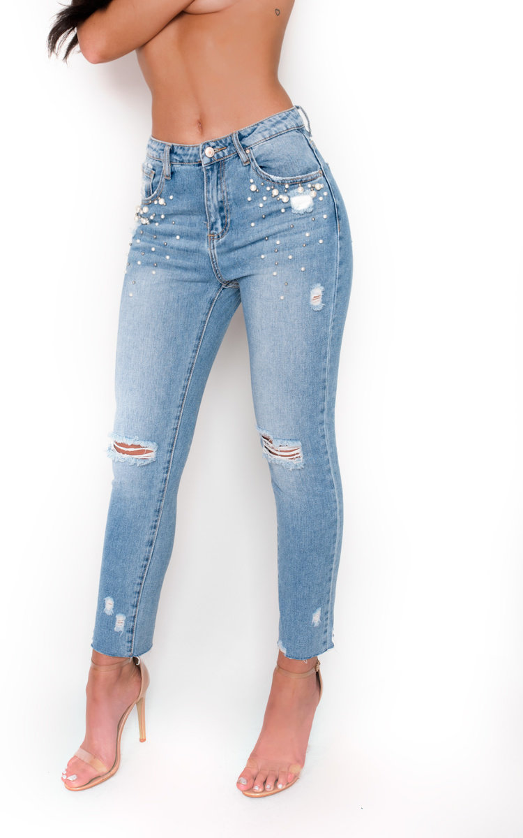 Jesse Embellished Distressed Jeans  Thumbnail