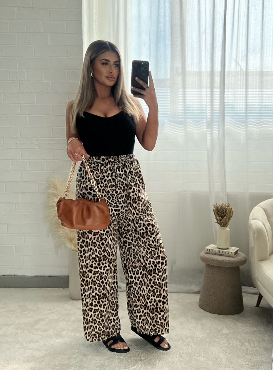 Leopard Joanna Leopard Print Wide Leg Trouser ikrush