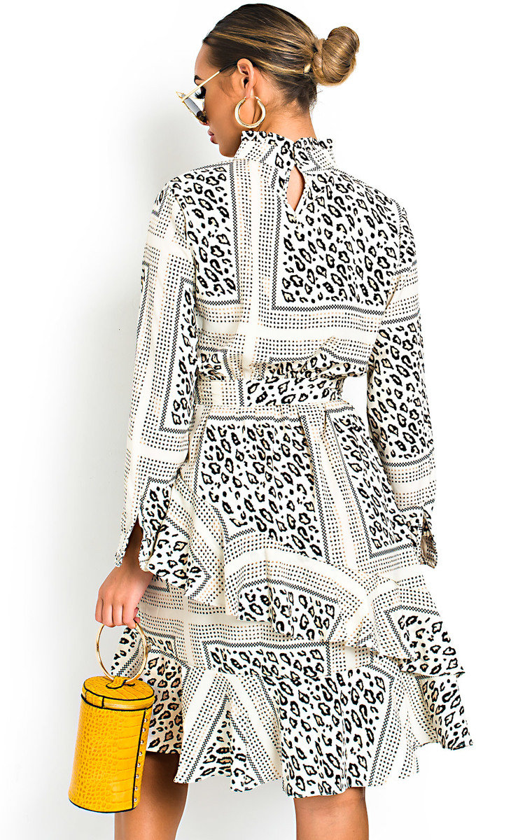 Joanne Animal Print Frill Midi Dress Thumbnail Joanne Animal Print Frill Midi Dress Thumbnail