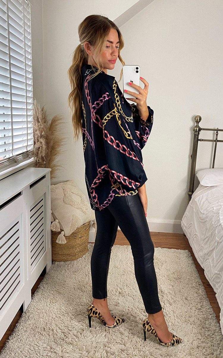 Joelle Oversized Shirt with Chain Print Detail Thumbnail Joelle Oversized Shirt with Chain Print Detail Thumbnail